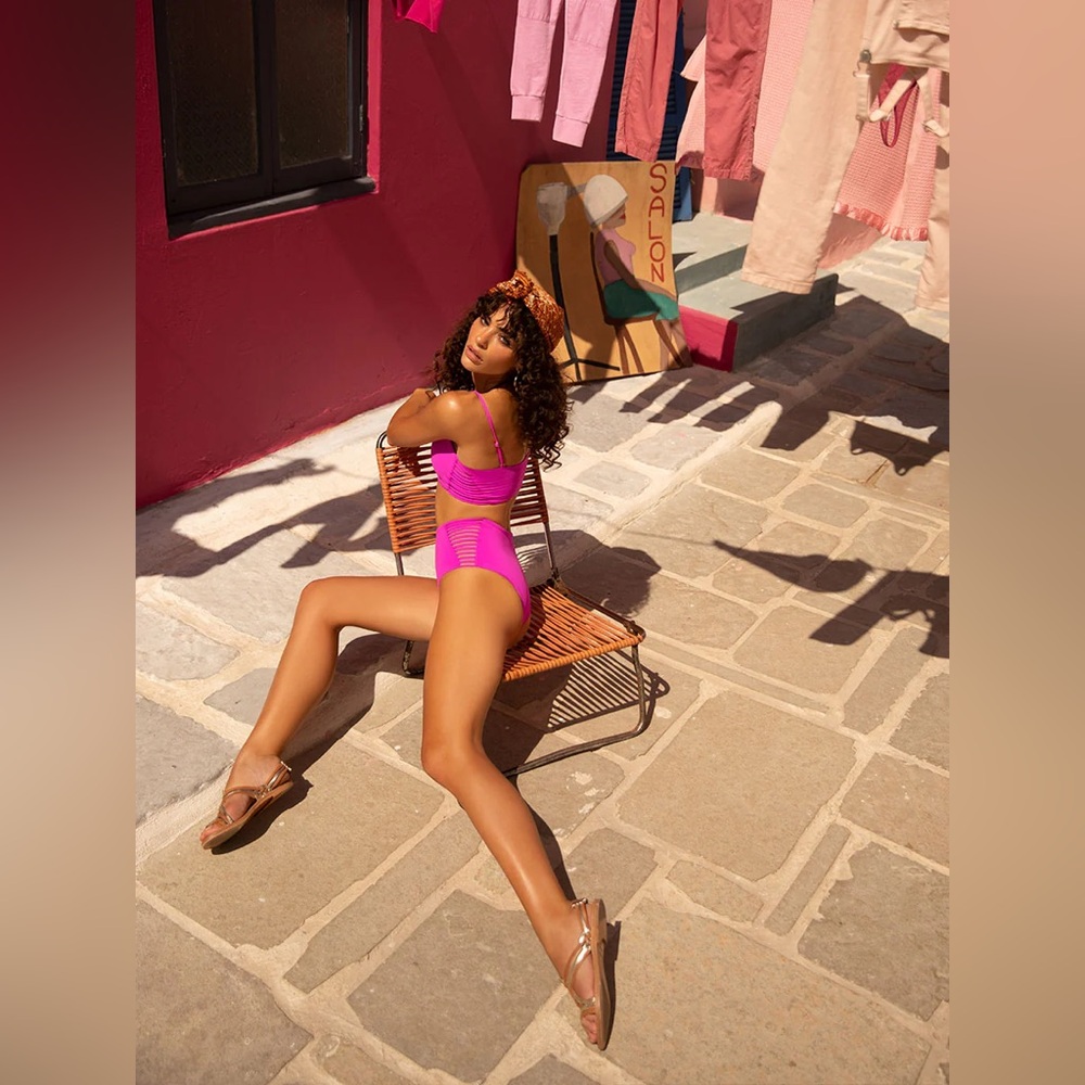 L*Space Harrington High Rise Bikini Bottoms in Bright Fuchsia NWOT